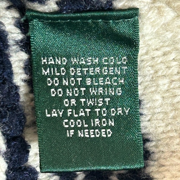 Lauren Ralph Lauren Navy Blue Cream Chevron Wool Blend Sweater Women’s 3X - Picture 11 of 12